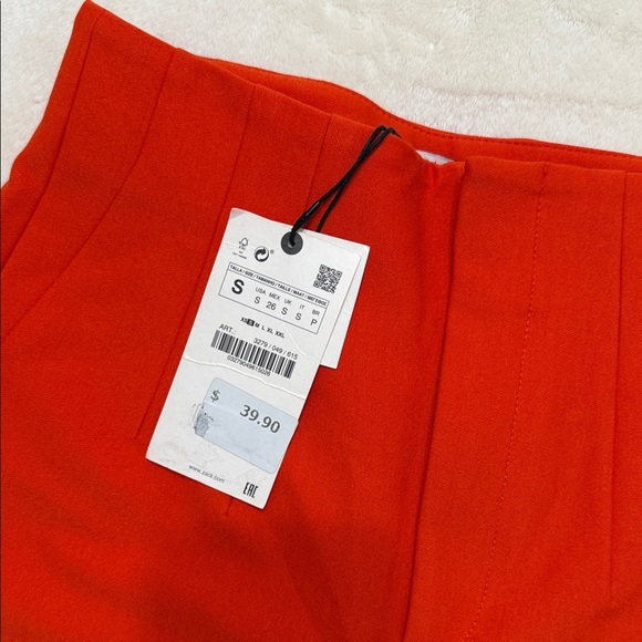 Zara Women's High Waist Orange Shorts S - Picture 5 of 5